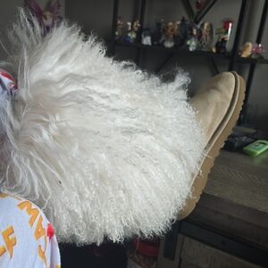 UGG Cream Curly Sheepskin Slipper Boot